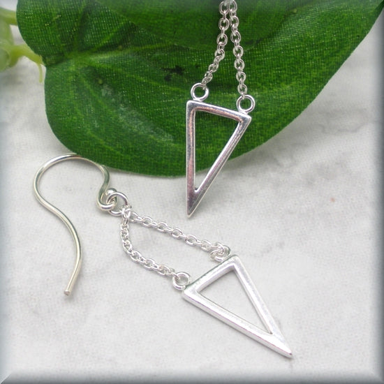 geometric triangle earrings in sterling silver