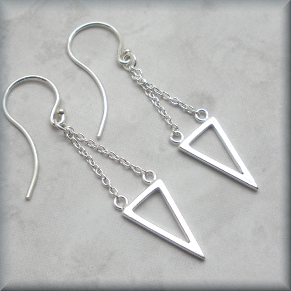 sterling silver triangle dangle earrings