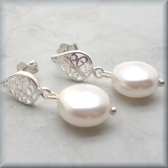 
                  
                    sterling silver filigree post coin pearl earrings
                  
                