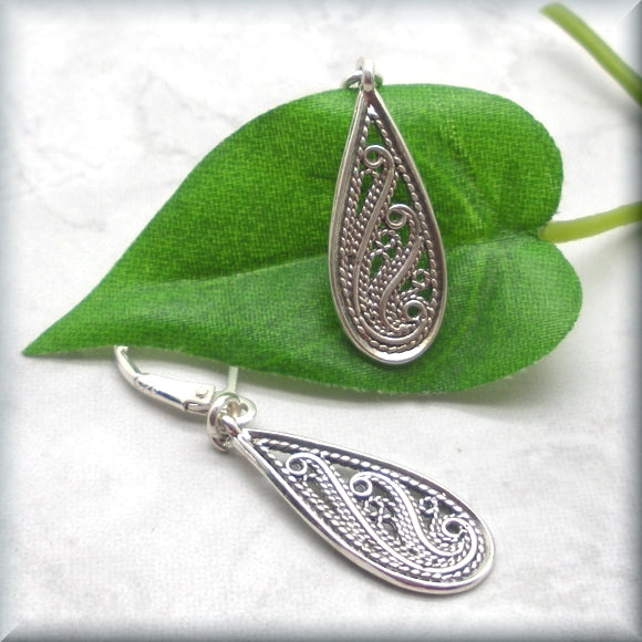 Swirl Filigree Earrings - Sterling Silver - Romantic Earrings - Bonny Jewelry