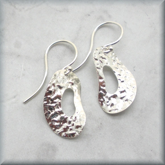 Wavy Textured Oval Silver Earrings - Sterling Silver - Bonny Jewelry