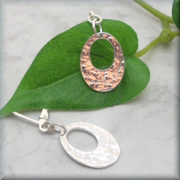 Hammered Oval Sterling Silver Earrings - Bonny Jewelry