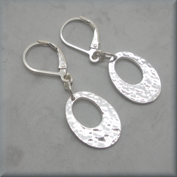 Hammered Oval Sterling Silver Earrings - Bonny Jewelry