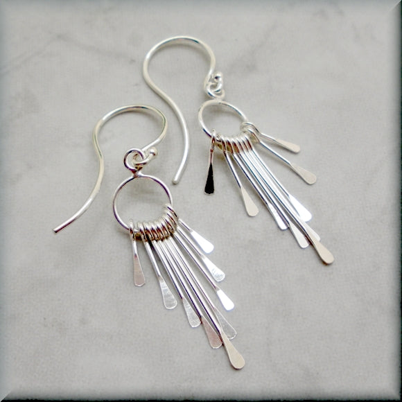 Paddle Fringe Earrings - Sterling Silver Dangle Earrings - Bonny Jewelry