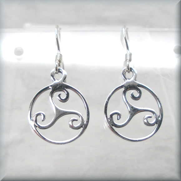 Sterling silver triskelion earrings