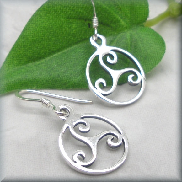 Sterling silver triskele earrings