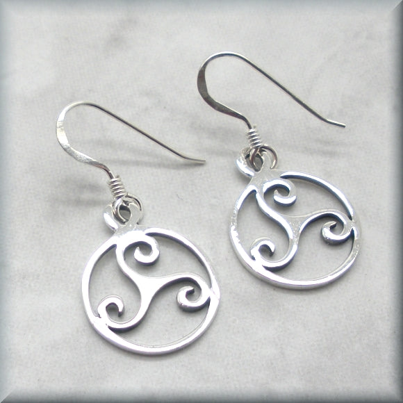 Irish knot sterling silver triskele earrings