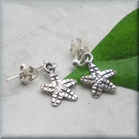 Tiny Starfish Earrings - Sterling Silver