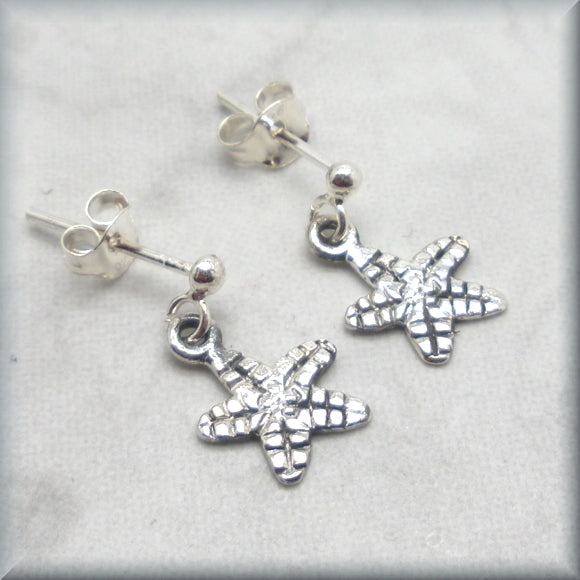 petite sea star earrings in sterling silver