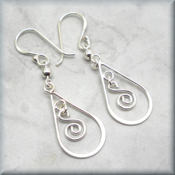 sterling silver swirl dangle earrings