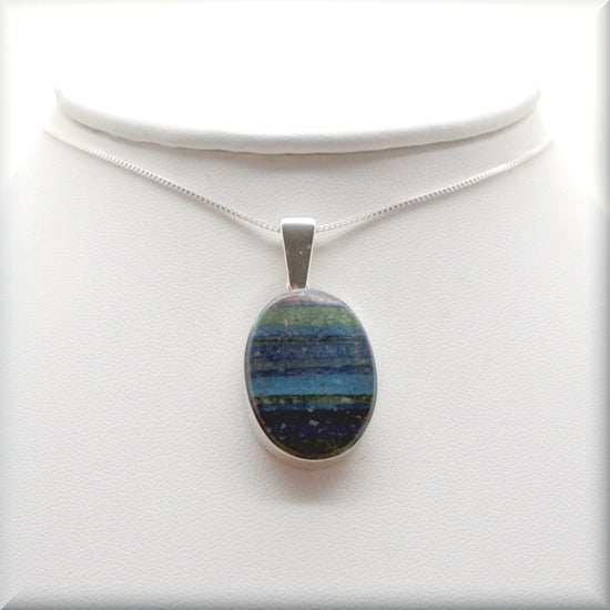 Gemstone oval rainbow calsilica necklace