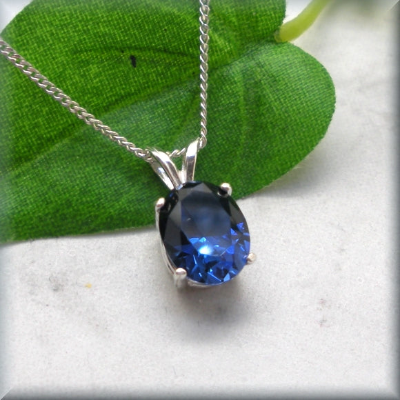 Blue Sapphire Necklace - Oval Blue Sapphire - September Birthstone - Bonny Jewelry