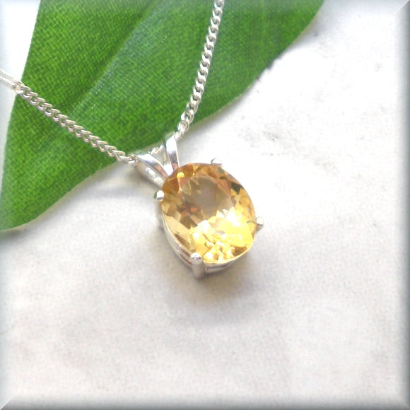 
                  
                    Oval Golden Citrine Necklace - Natural Gemstone - Sterling Silver - November Birthstone - Bonny Jewelry
                  
                