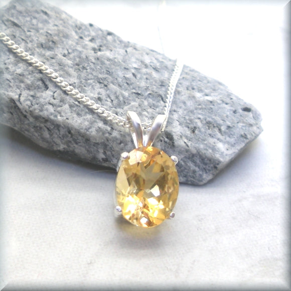 
                  
                    Oval Golden Citrine Necklace - Natural Gemstone - Sterling Silver - November Birthstone - Bonny Jewelry
                  
                