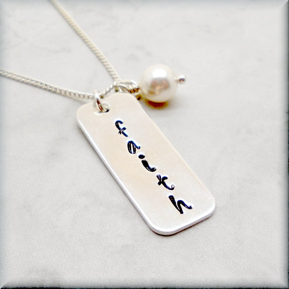 Faith Necklace - Inspirational Jewelry - Handstamped Sterling Silver - Bonny Jewelry