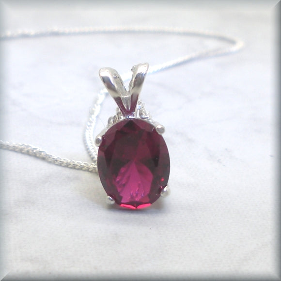 oval ruby necklace in sterling silver