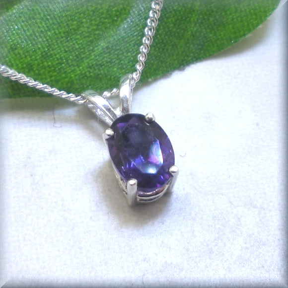 faceted amethyst necklace in an oval cut