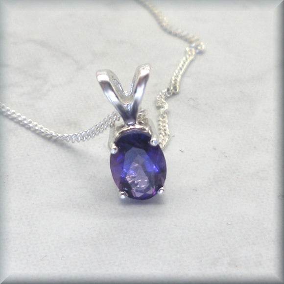 Oval Amethyst Necklace - February Birthstone - African Amethyst Gemstone Necklace