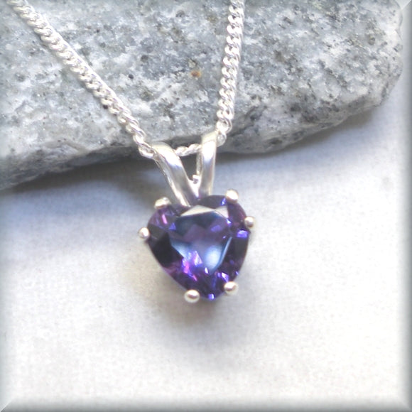 Heart Shaped Amethyst Necklace - Gemstone Necklace - February Birthstone