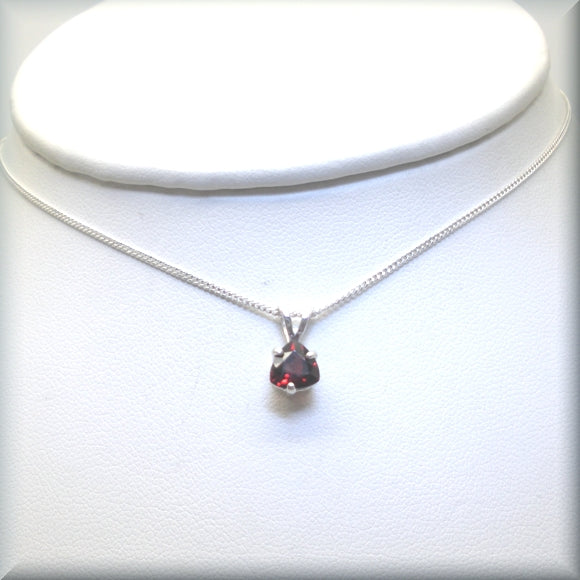 January birthstone necklace in deep red garnet