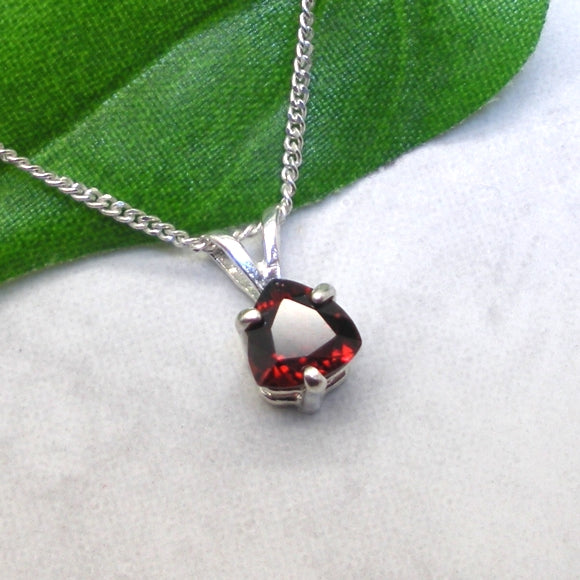 Natural Garnet necklace in a sterling silver setting