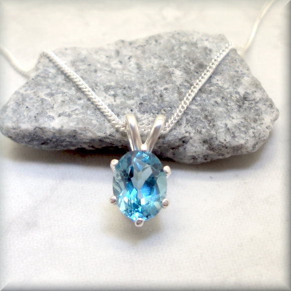 Oval London blue topaz necklace