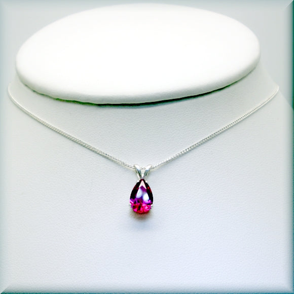Lab created ruby pendant with sterling silver chain