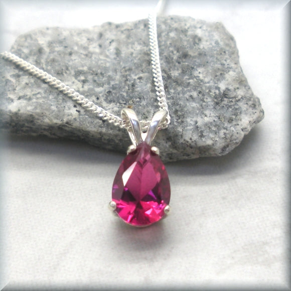 Ruby gemstone necklace with sterling silver chain