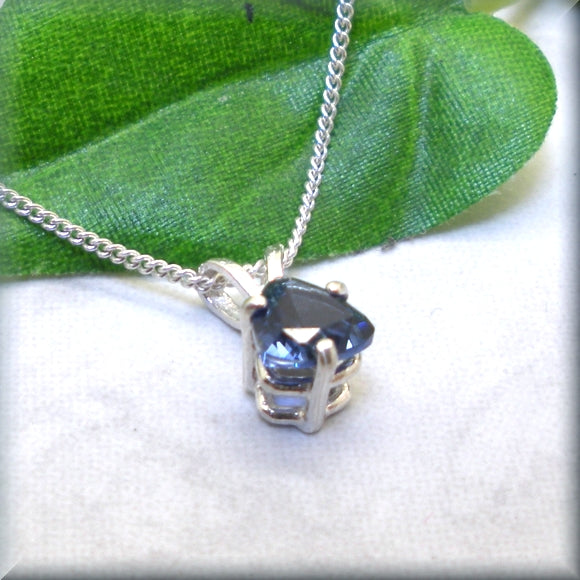 lab created sapphire pendant in sterling silver