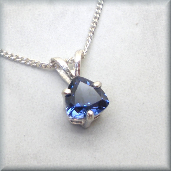 triangle blue sapphire pendant