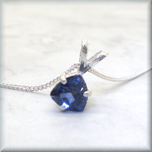 Trillion Cut Blue Sapphire Necklace - September Birthstone