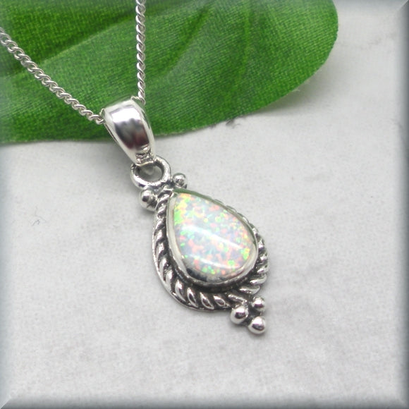 white opal necklace in sterling silver
