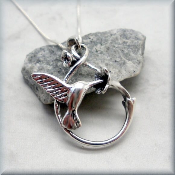 hummingbird pendant in sterling silver