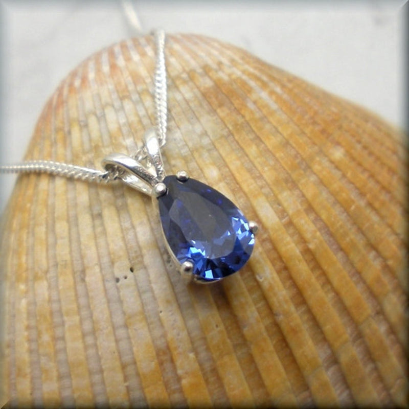 Tanzanite CZ Necklace - Pear Cut - December Birthstone