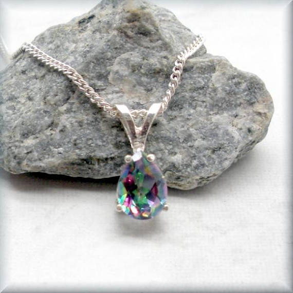 Pear Shape Mystic Topaz Necklace - Gemstone Necklace