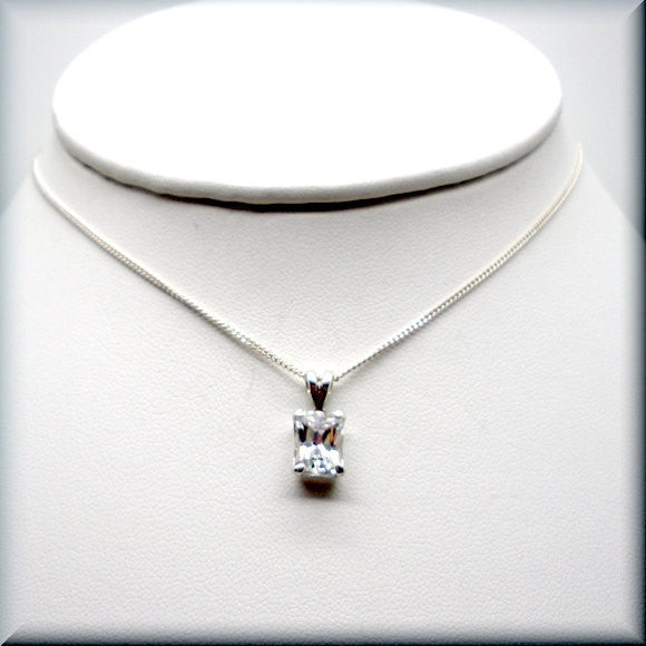 Radiant Octagon Cubic Zirconia Necklace - April Birthstone Jewelry - Bonny Jewelry