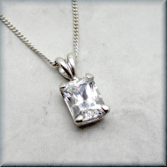 Radiant Octagon Cubic Zirconia Necklace - April Birthstone Jewelry - Bonny Jewelry
