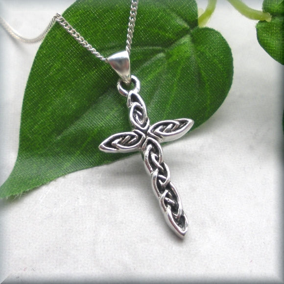 Interwoven Silver Cross Necklace - Religious Jewelry - Bonny Jewelry
