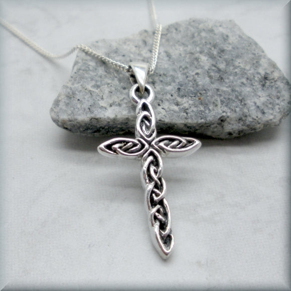 Interwoven Silver Cross Necklace - Religious Jewelry - Bonny Jewelry