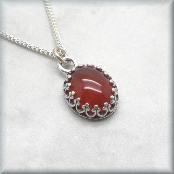 Orange Carnelian Necklace - Oxidized - Gemstone Necklace - Bonny Jewelry