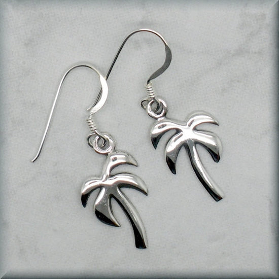 Beach Palm Tree Tropical Earrings - Sterling Silver - Bonny Jewelry