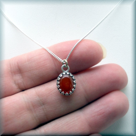 Orange Carnelian Necklace - Oxidized - Gemstone Necklace - Bonny Jewelry