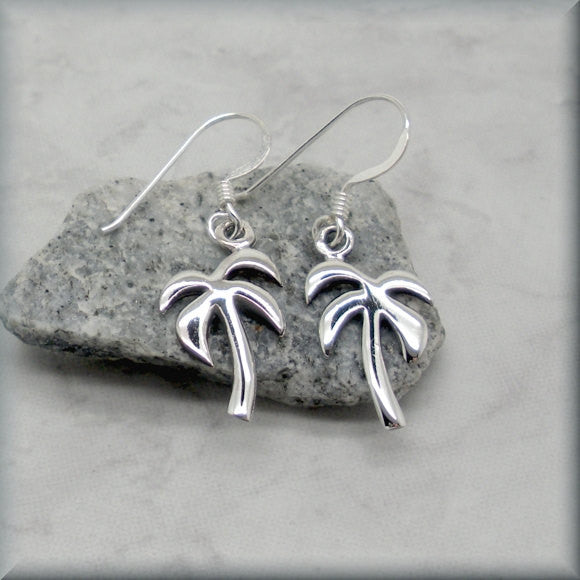 Beach Palm Tree Tropical Earrings - Sterling Silver