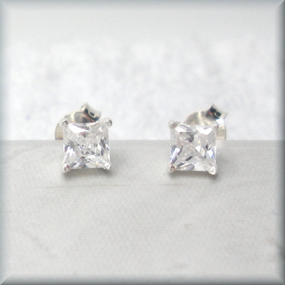 
                  
                    Tiny Square Cubic Zirconia Earrings - April Birthstone - Bonny Jewelry
                  
                