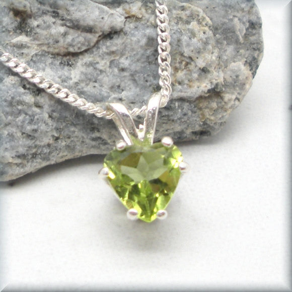Peridot Heart Necklace - August Birthstone - Gemstone Jewelry - Bonny Jewelry
