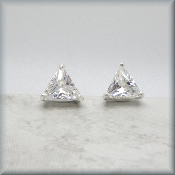 Trillion Cubic Zirconia Earrings - April Birthstone - Bonny Jewelry