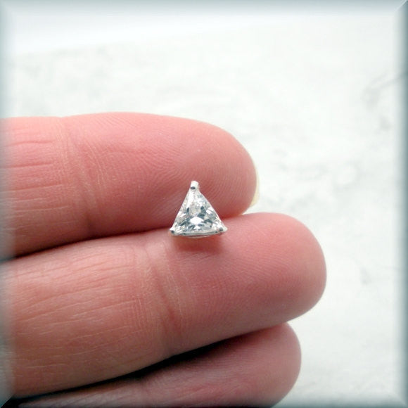 Trillion Cubic Zirconia Earrings - April Birthstone - Bonny Jewelry