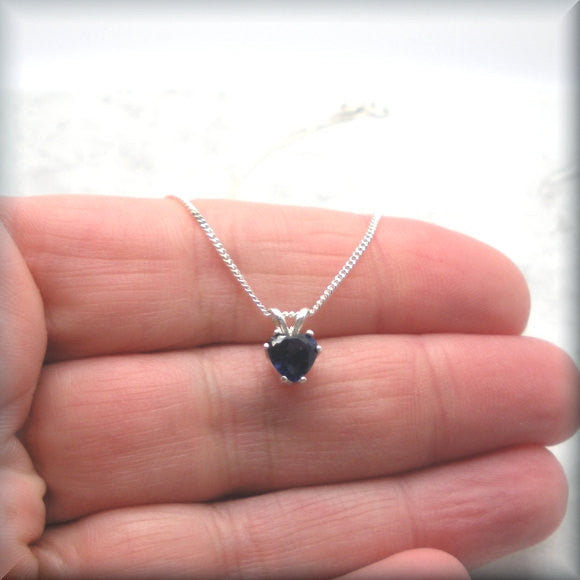 Sapphire Heart Necklace - Gemstone Jewelry - September Birthstone - Bonny Jewelry