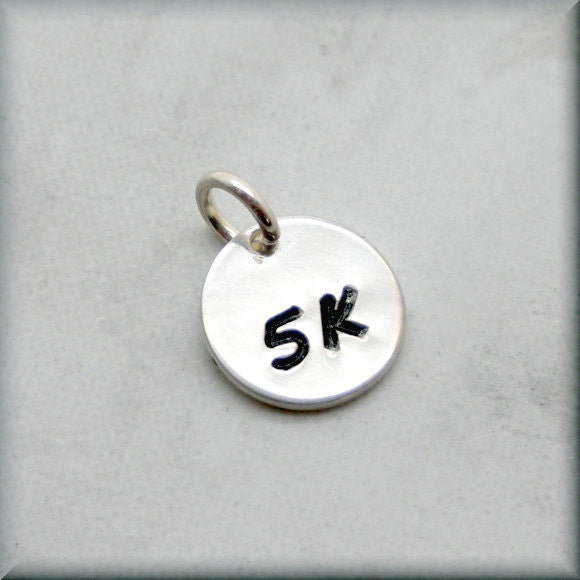 Tiny 5K Charm - Distance Running Charm - Handstamped - Bonny Jewelry