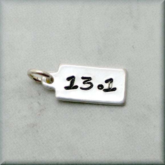 Tiny 13.1 Charm - Distance Running Charm - Handstamped - Bonny Jewelry